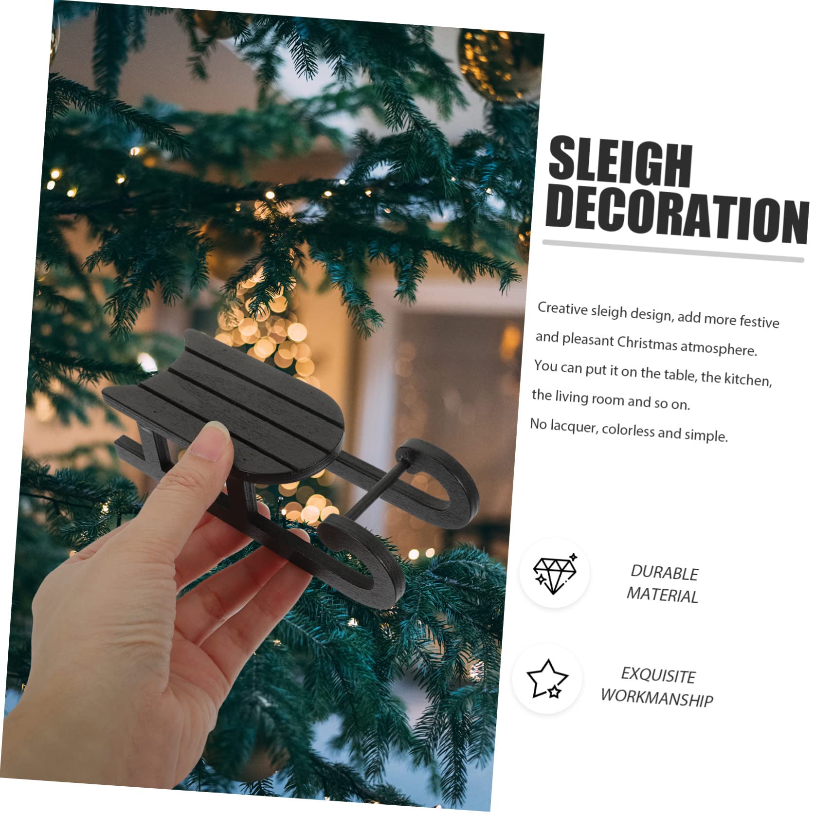 Cabilock 5 Juegos Colgante De Trineo De Madera Decoração Christmas Decor De Nieve Adorno De Mesa De Navidad Mini Trineo Adorno De Trineo De Madera Trineo De Escritorio 4 Uds * 5