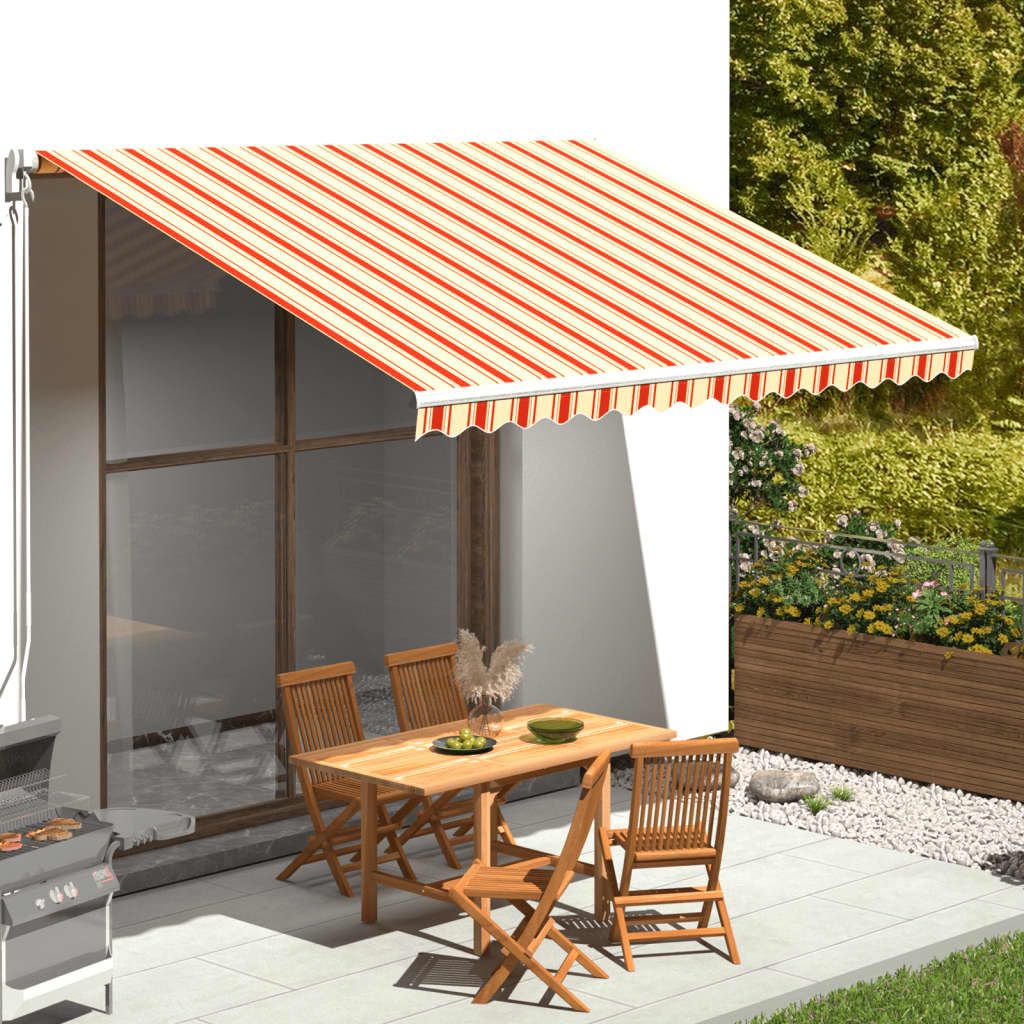 Leasha Toile de Rechange Store Banne avec Lambrequin, Toile Tissu de Remplacement pour Auvent 380x295 cm Jaune et Orange