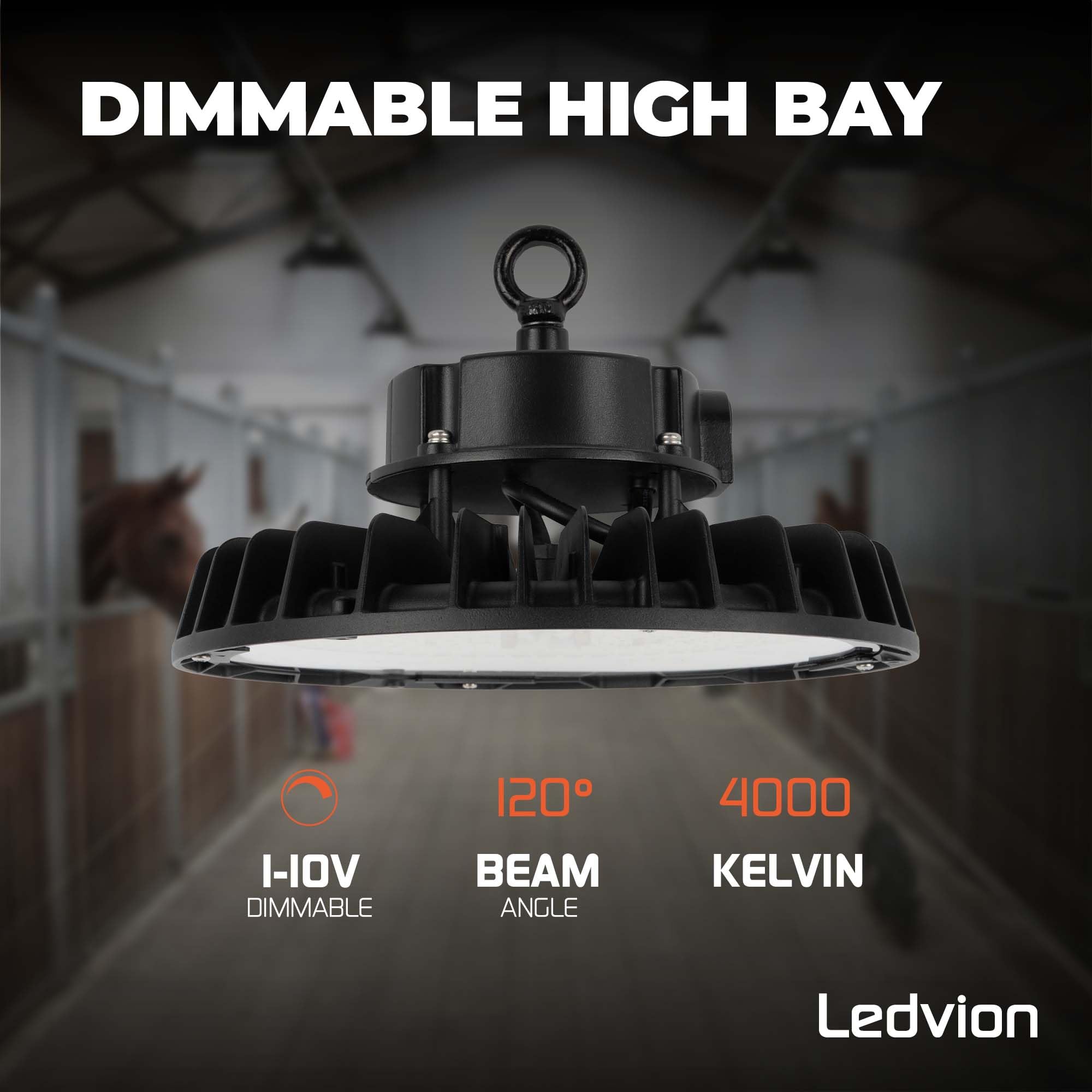 Ledvion LED Hallenstrahler 240-190-140W 175lm/W 4000K Dimmbar IP65 | 175 lm/W, dimmbar in 3 Stufen, IP65, 5 Jahre Garantie
