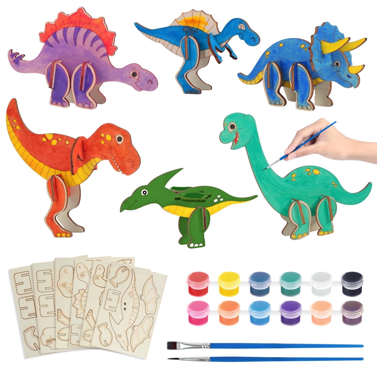 Chunky Puzzle Dinosauri 7 pezzi (legno) : Puzzle in legno prima infanzia - J07054 - Puzzle in legno prima infanzia