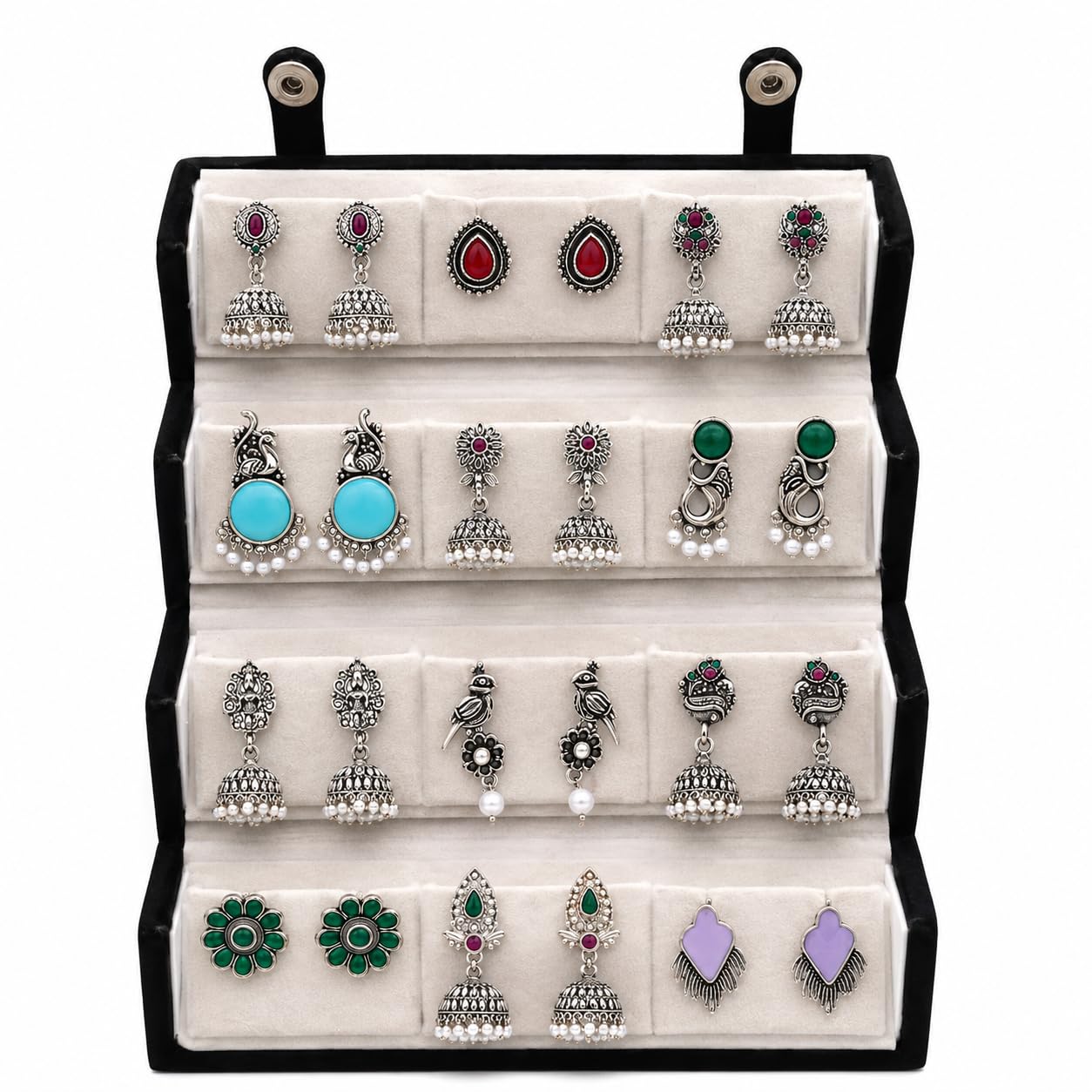 12 Pair Oxidized Silver Plated Earrings Combo Set for Women | Traditional Jhumka Stud Drop Earrings | Ethnic Jewellery Combo | Lightweight Fashion Earrings | Daily Wear, Party, Wedding Gift-picture-24
