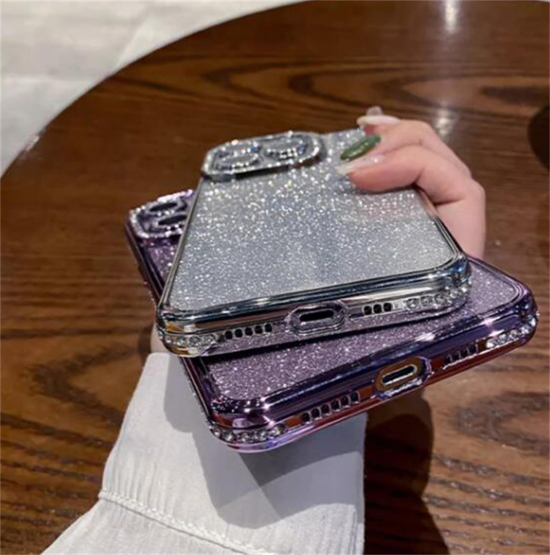 Meeter Cover per iPhone 13 Pro, Custodia con Glitter Strass Diamantati Brilla Scintillante Protettiva Protettiva Case in Silicone Morbido TPU Bumper Antigraffio e Vetro Temperato Per iPhone 13 Pro