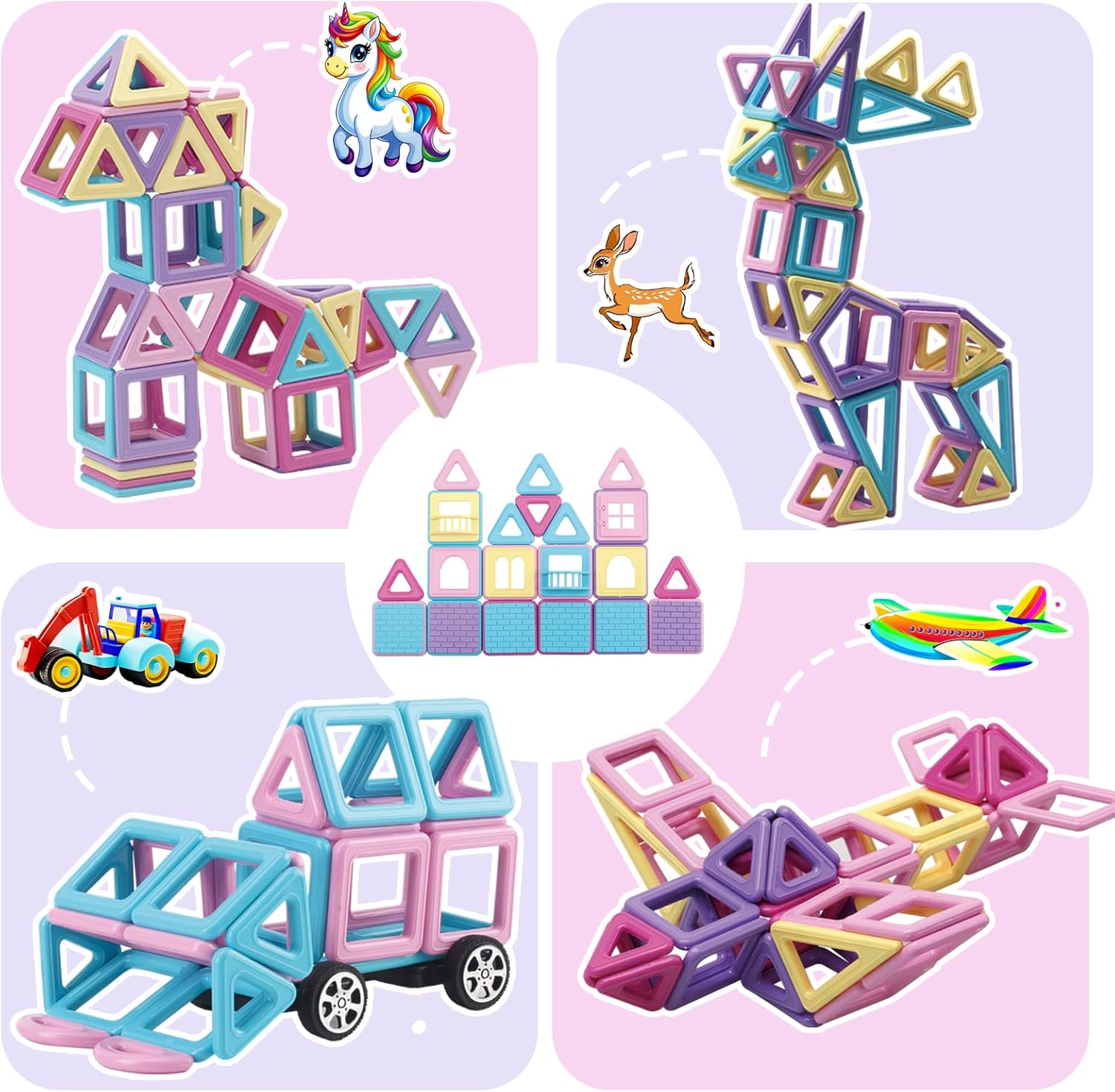 ASOK 204PCS Magnetic Building Blocks Magnetic Tiles Kids STEM Learning Toys for 3 4 5 6 7 Years Old Boys and Girls - Image 6