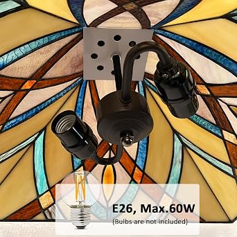 Tiffany Pendant Light 16 Mission Stained Glass Hanging Chain Lamp