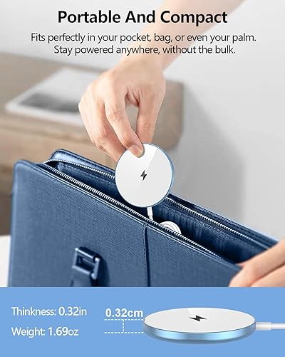 Miniatura 6 de Cargador inalámbrico magnético: almohadilla de carga inalámbrica rápida NANAMI para cargador MagSafe iPhone 17/17 Air/16/15/14/13/12, cargador de