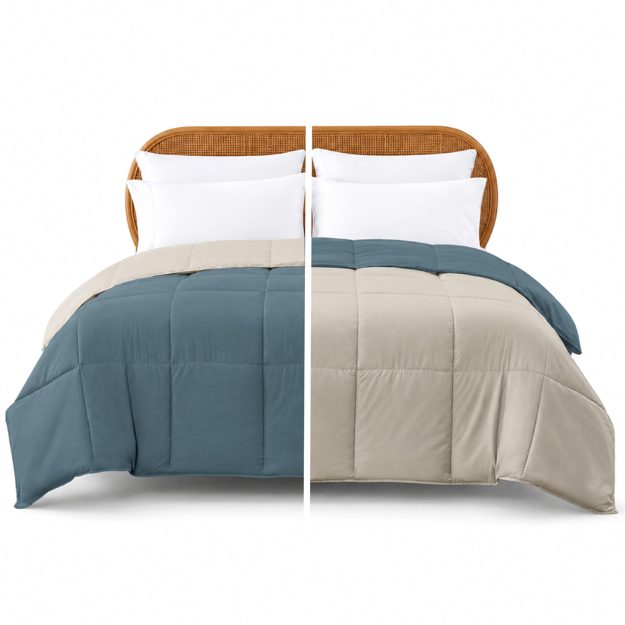 Modern Threads Down Alternative Reversible Comforter Teal/Beige California King