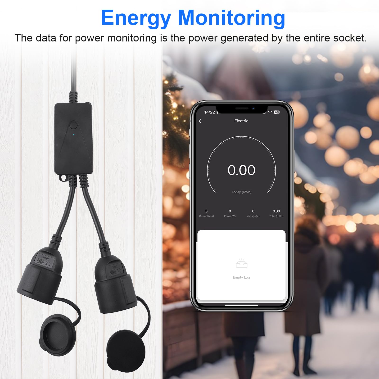 ANTELA Presa Smart Wifi Per Esterno IP54 – Monitoraggio Consumi, Compatibile Con Alexa E Google Home, 16A, 2.4GHz