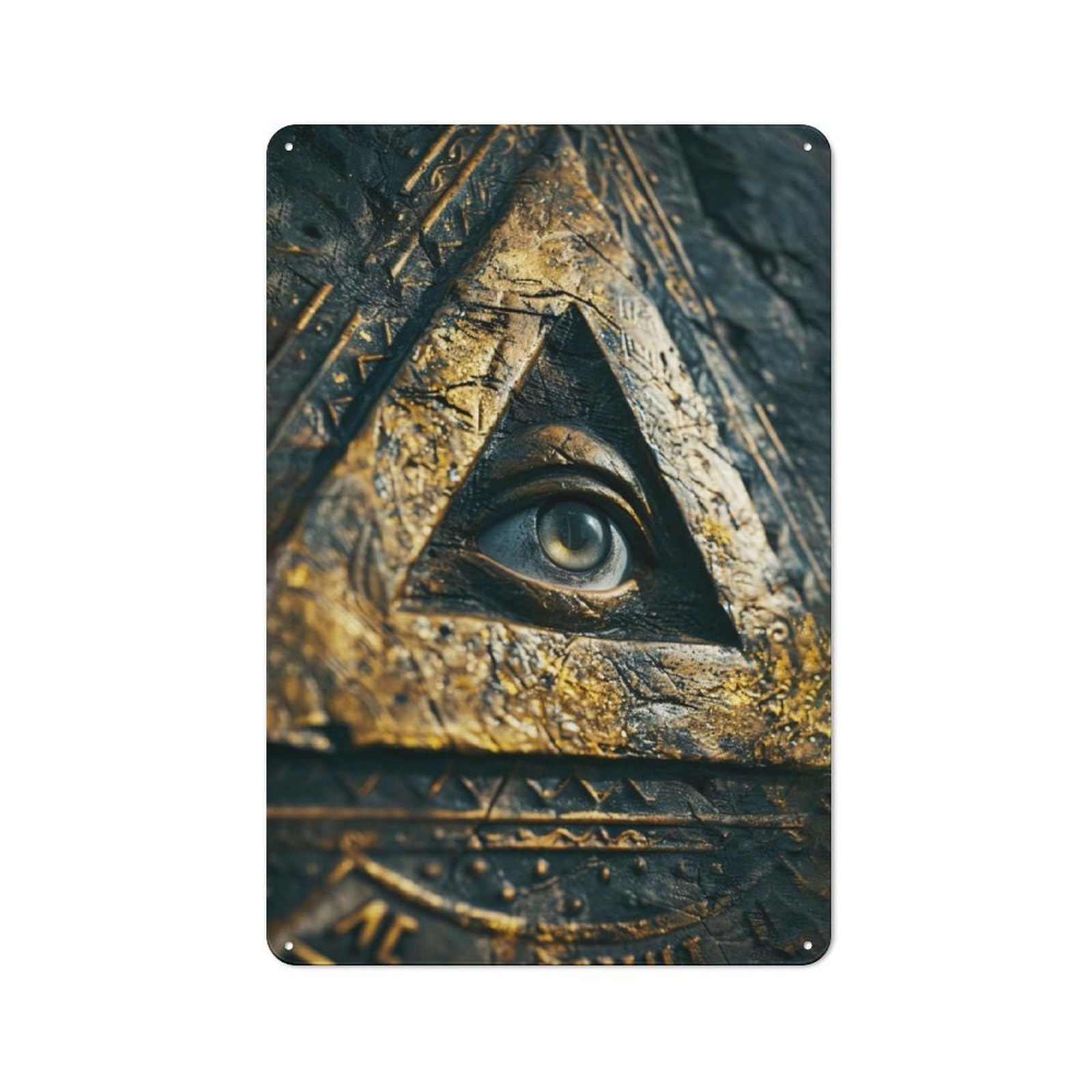 Junmoney Egyptian All Seeing Eye Metal Sign 30X20cm With For Workshop Wall, Rustic Decor, For Collectors Decorating Workshops And Hobby Rooms