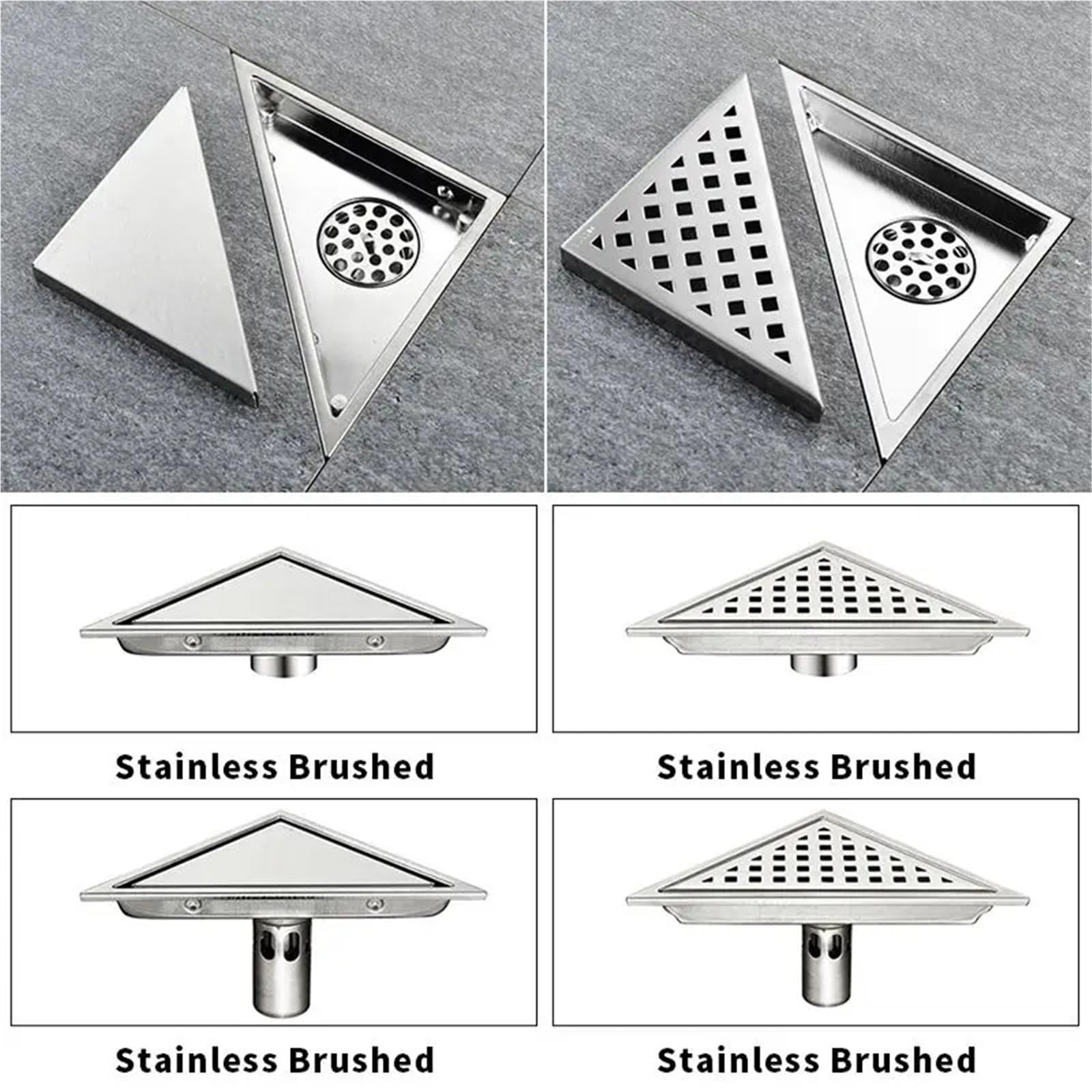 Rejilla Desague Desagüe De Suelo Invisible Triangular, Drenaje Esquina Baño For Balcón, Tipo Oculto, Inserto Azulejo, Ducha, Rápido(B Straight Row)