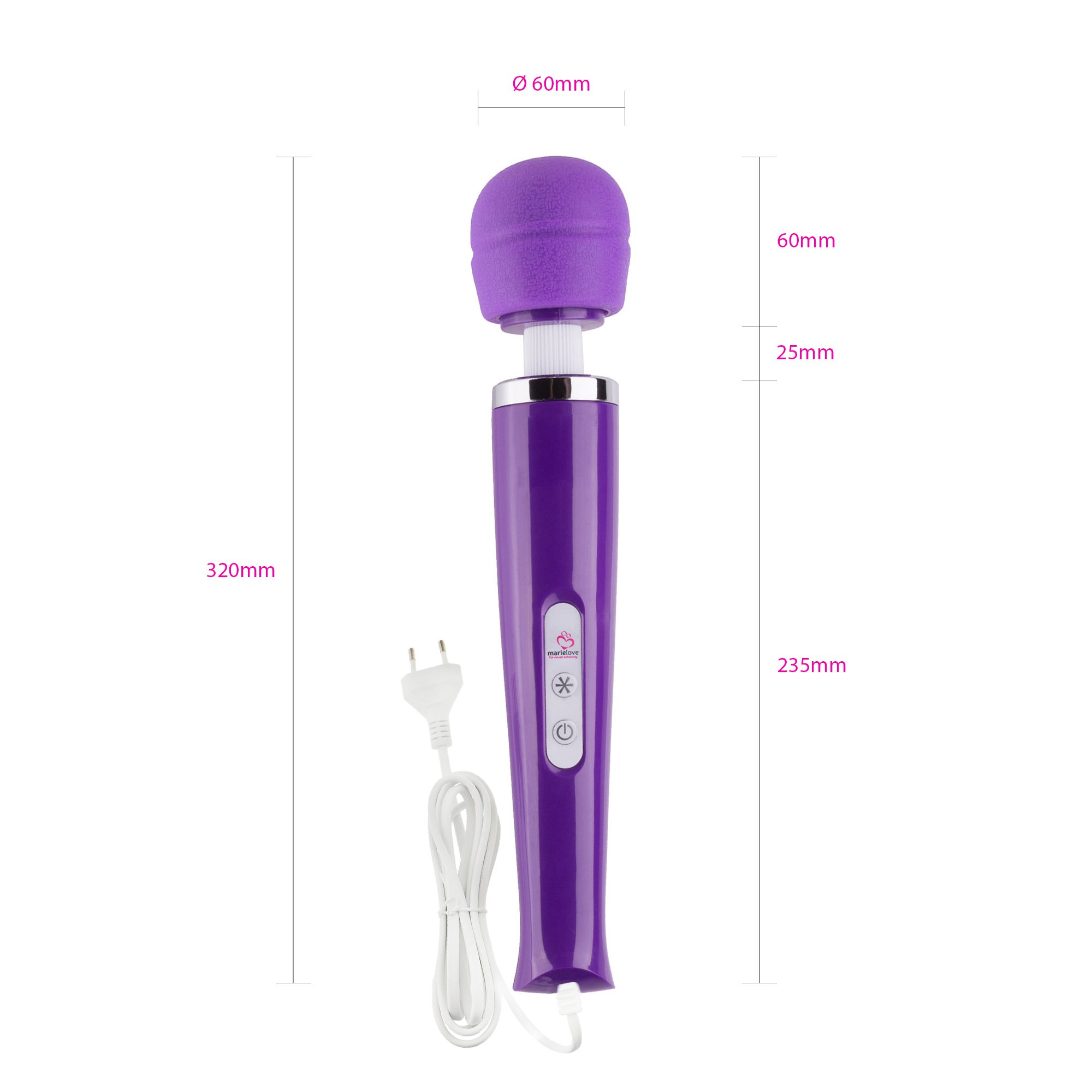 Massaggiatore intimo 2.0 Magic Wand di marielove, 20 ritmi e 10 intensità, massaggiatore potente, silenzioso, alimentazione a rete