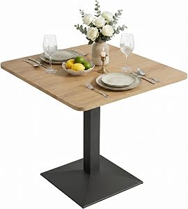 Table à manger carrée HOMCOM pour 2, table de cuisine moderne avec plateau effet bois et base en acier pour salon, salle à manger, brun foncé
