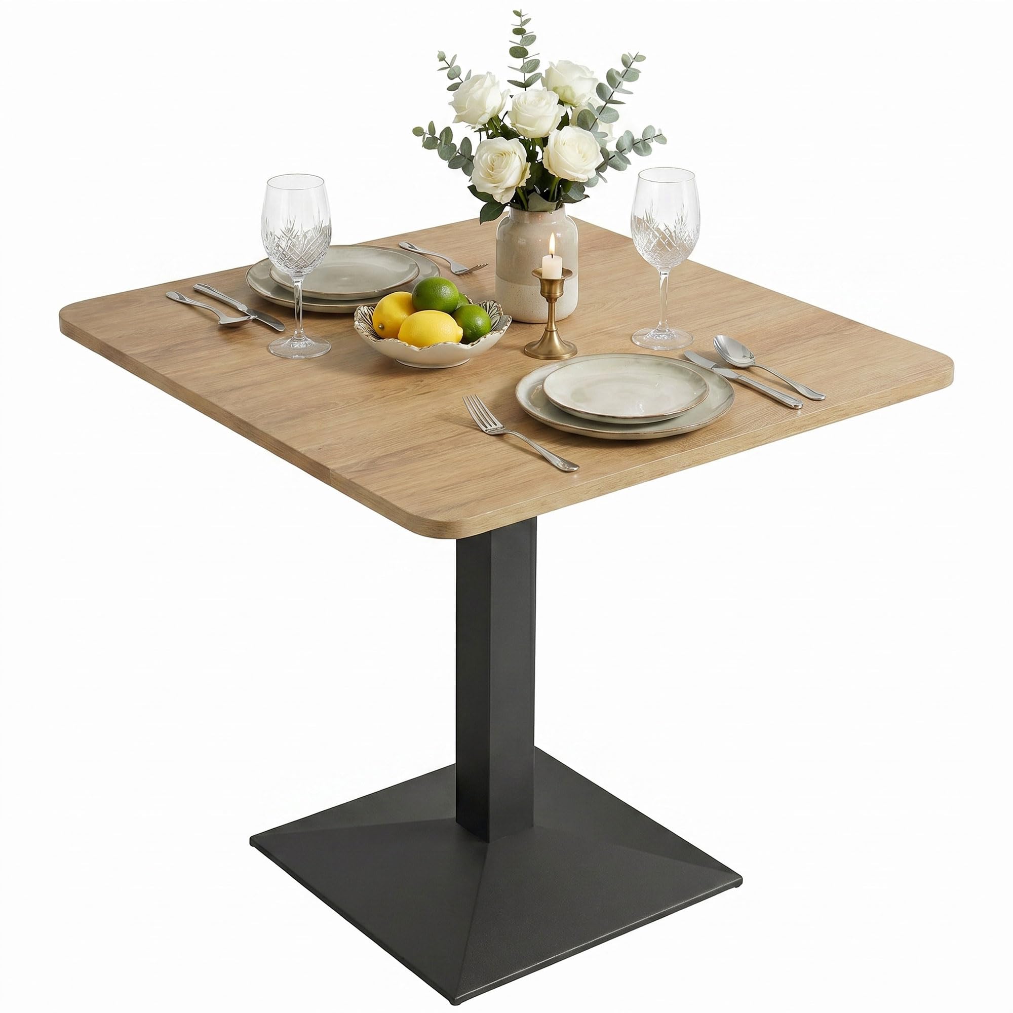 HOMCOM Table à Manger carrée pour 2 avec Plateau Effet Bois Marron foncé