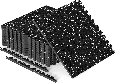 THAILE 15MM Thick 60x60CM 12 Tiles Rubber Mat for Home Gym Flooring