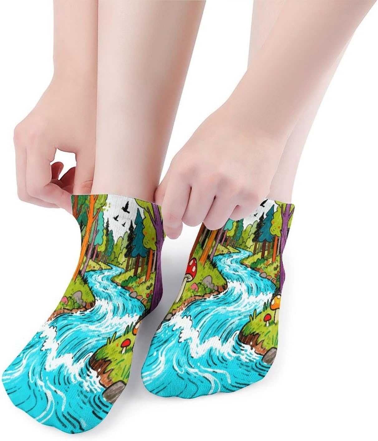 Forest River Crew Sock for Men Women Funny Novelty Socks Athletic Ankle Socks Comfort Soft Low Cut Tab Sock 5 Pairs