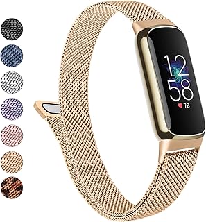 Metal Band for Fitbit Luxe Bands Women Men, Stainless Steel Mesh Loop Adjustable Magnetic Wristband Replacement Strap Compatible with Fitbit Luxe Fitness and Wellness Tracker