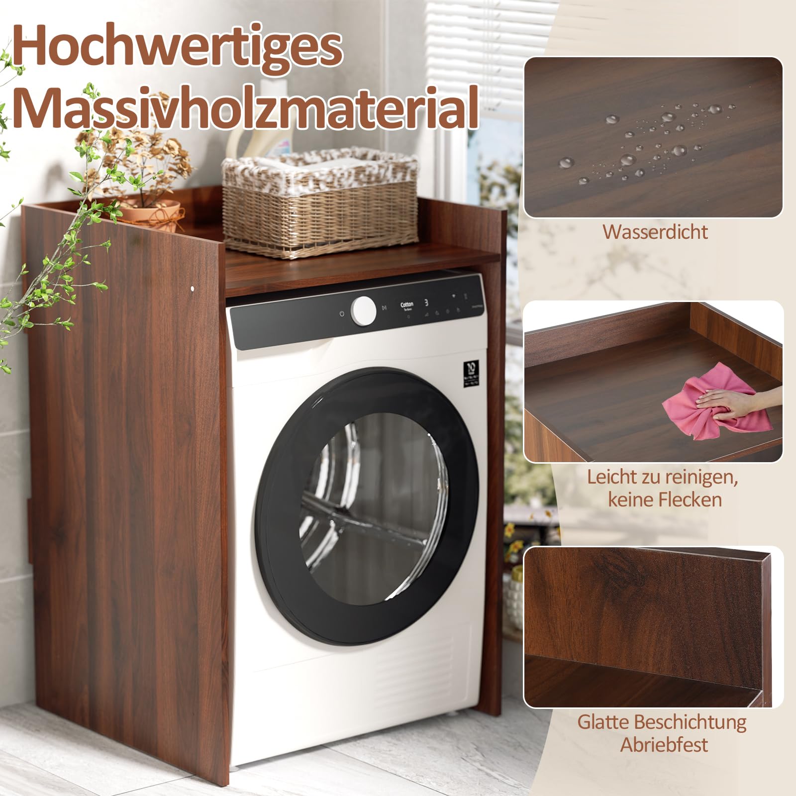 BDW Wasmachinekast, 97,5 x 64 x 50 cm, voor Wasmachine en Wasdroger