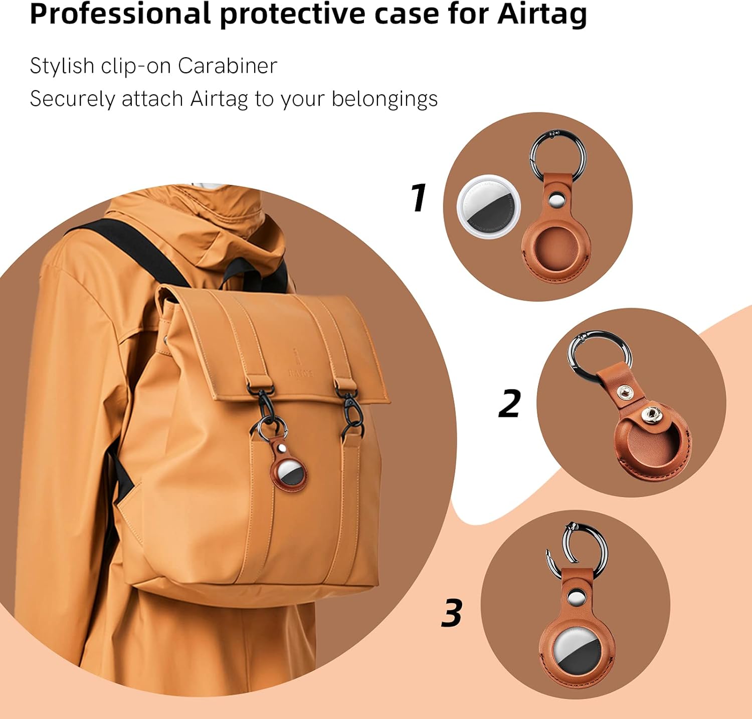 4 pack airtag holder with keychain anti lost leather protective airtag case waterproof airtag holdertracker finder protector strong signal for dog
