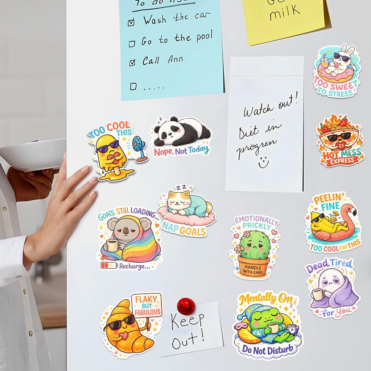 20 PCS Cute Funny Mood Stickers Pack, Sarcastic Meme Cartoon Vinyl Waterproof Decals for Laptop Water Bottle Phone Notebook Skateboard Gift for Teens Girls Students Friends Kids image 4