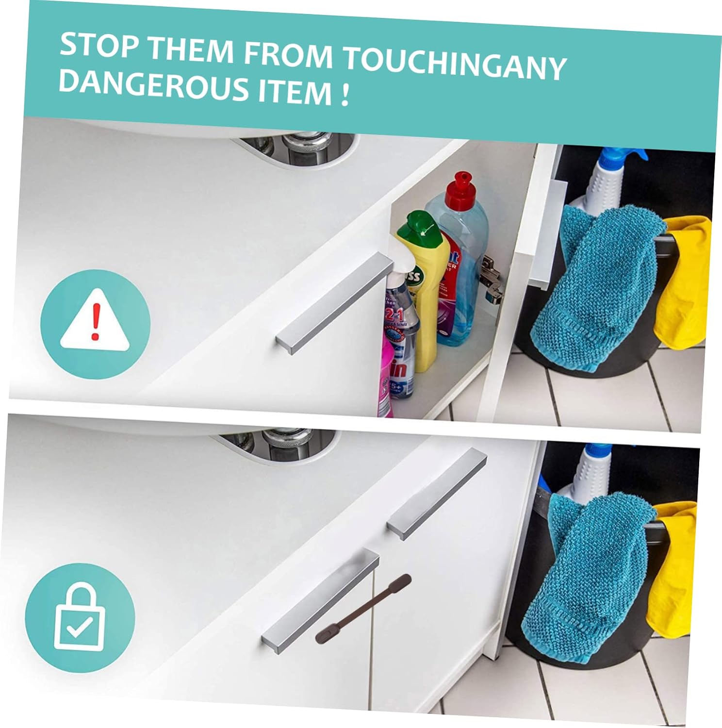 4pcs Proofing Locks Boy Girl Safety Strap Locks for Cabinets Durable Material Easy Installation Appliances