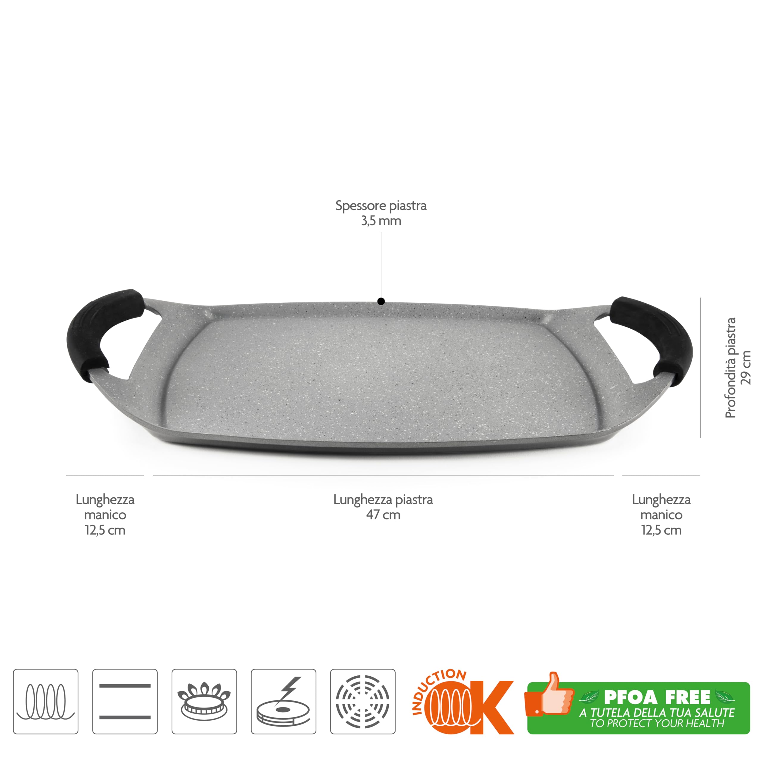 Excelsa Forn-Ok Piastra Grill, Alluminio Forgiato, 47x29 cm