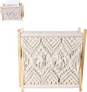 Porta-revistas Bohemian Macrame,Porta-tecido artesanal dobrável - Revistas internas, livros, jornais, documentos, brinquedos, porta-toalhas Junawn