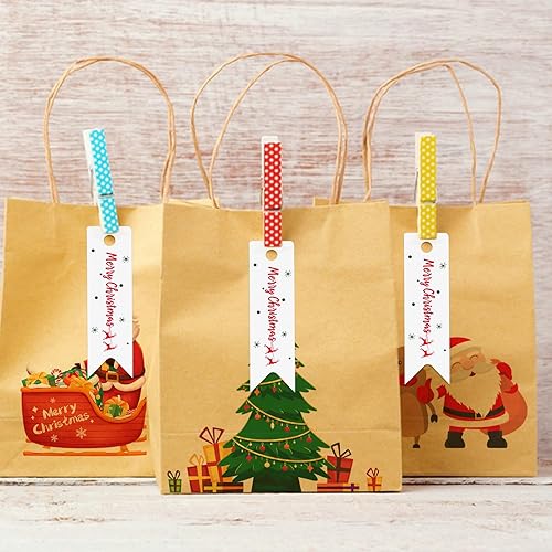 Miniatura 6 de Pequeñas etiquetas de regalo de Navidad, 100 etiquetas de regalo de Navidad con cuerda, mini etiquetas de regalo de papel blanco para regalos de