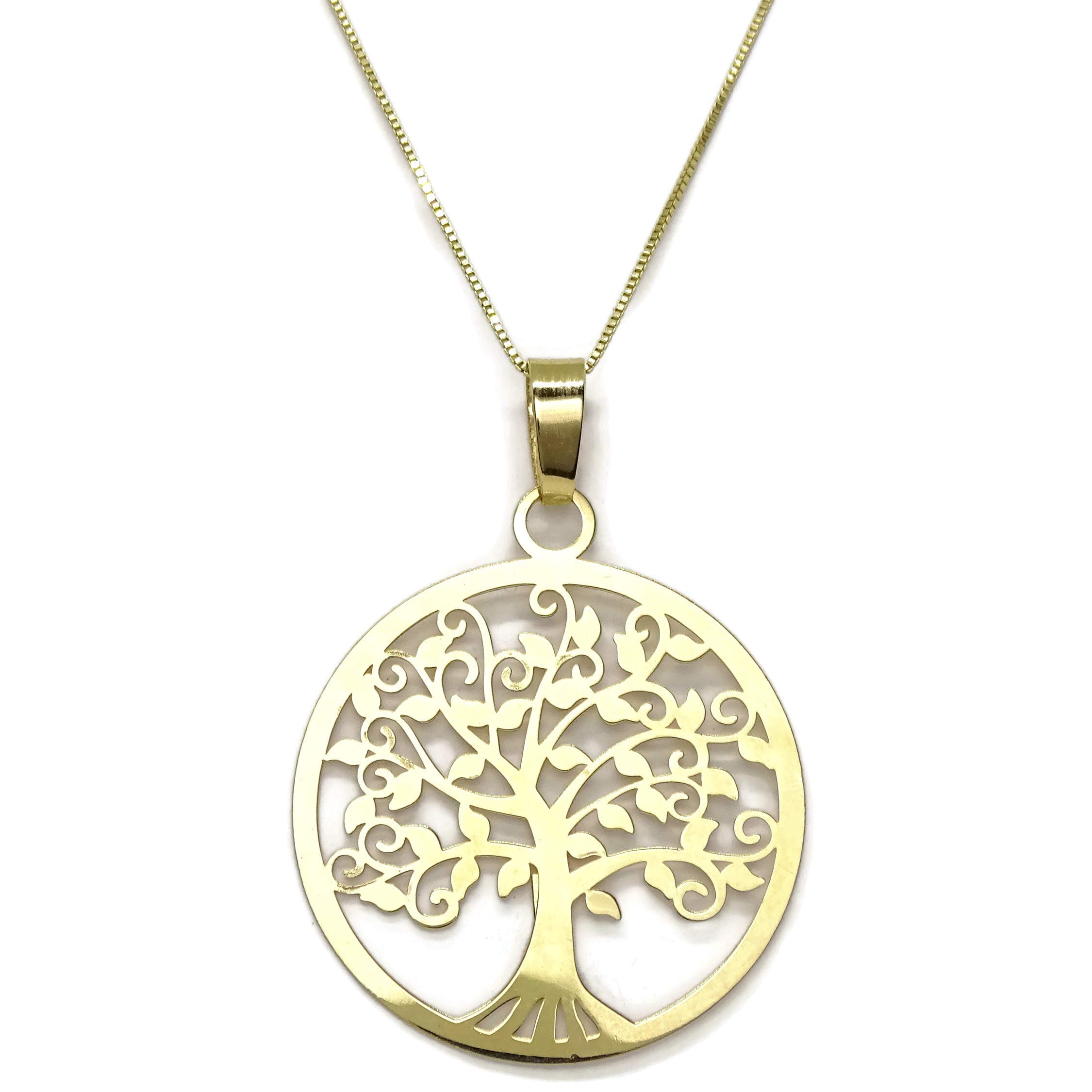 Never Say Never Cadena y Colgante Árbol de la Vida en Oro 18K | Collar de moda | Gargantilla 45cm | Joyería |3.20g Oro amarillo | Regalo para mujer San Valentín Día de la Madre |