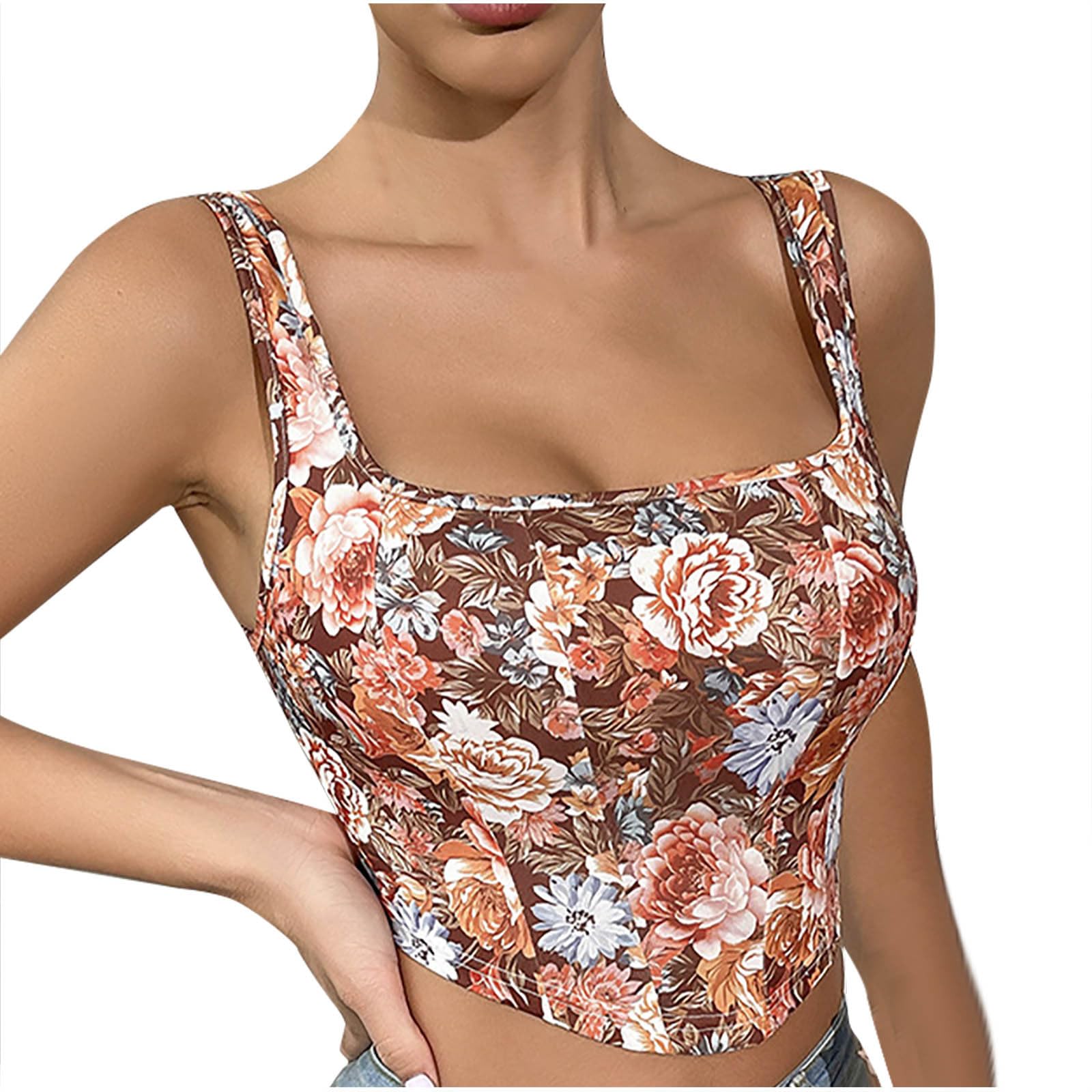 Sinzelimin Womens Lace Up Corset Medieval Vintage Printed Strap Overbust Bustiers Corsets Tops Shapewear Crop Tank Tops