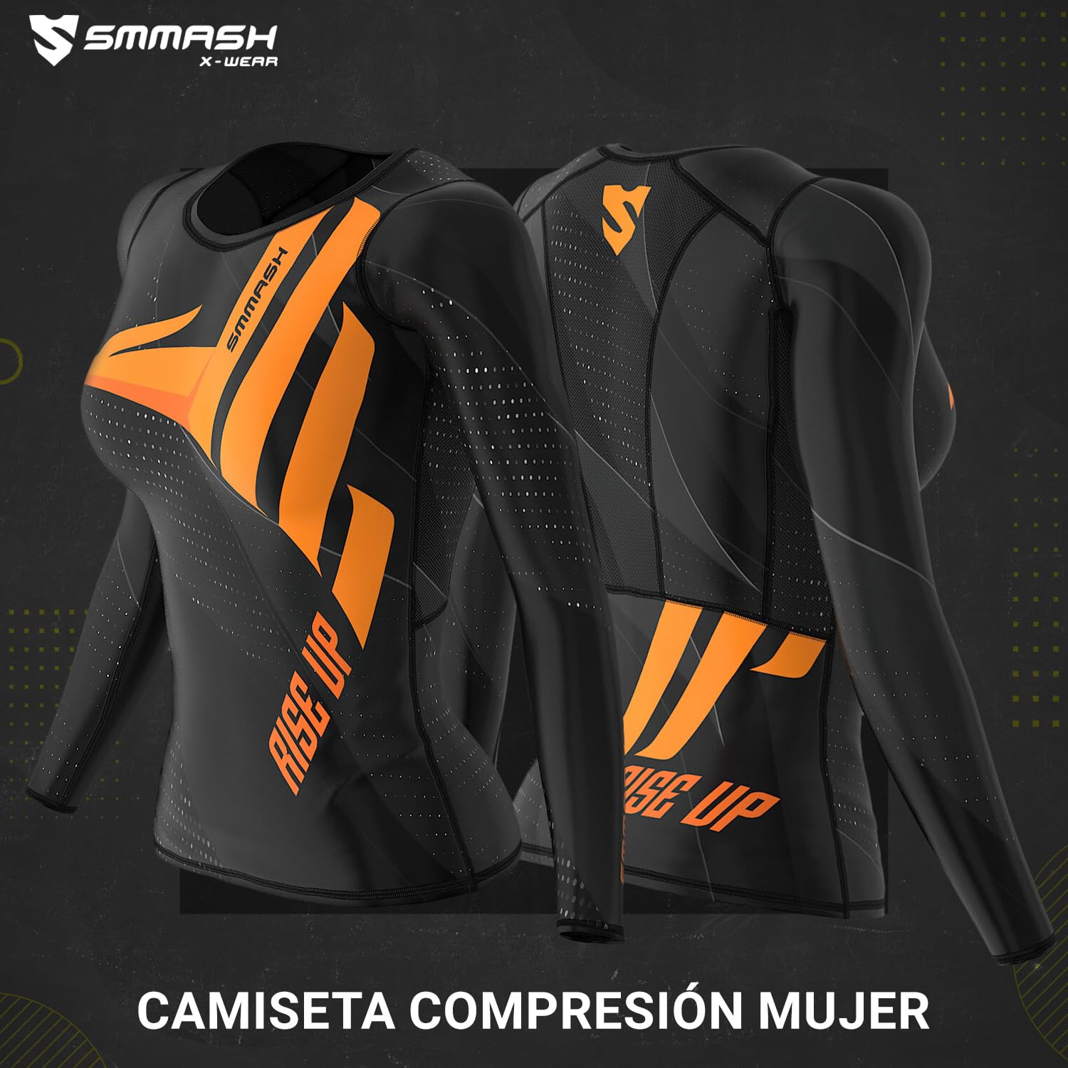 SMMASH Camiseta De Manga Larga Fitness Deportiva Mujer Yoga Correr Deporte Ligero Transpirable Military