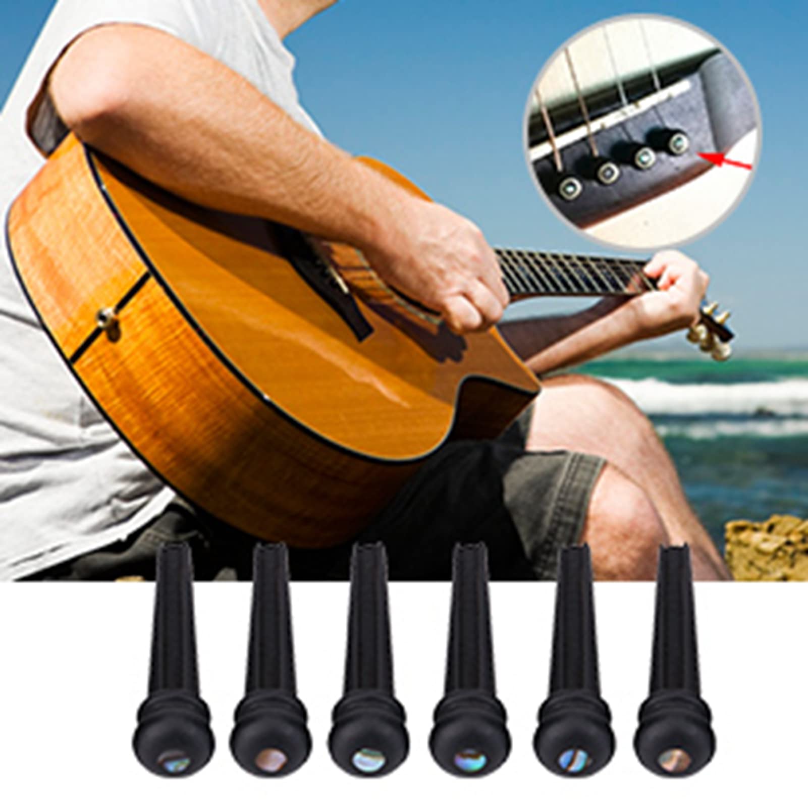 Dilwe 6 Perni Ponti per Chitarra Folk, Perni per Ponti in Ebano