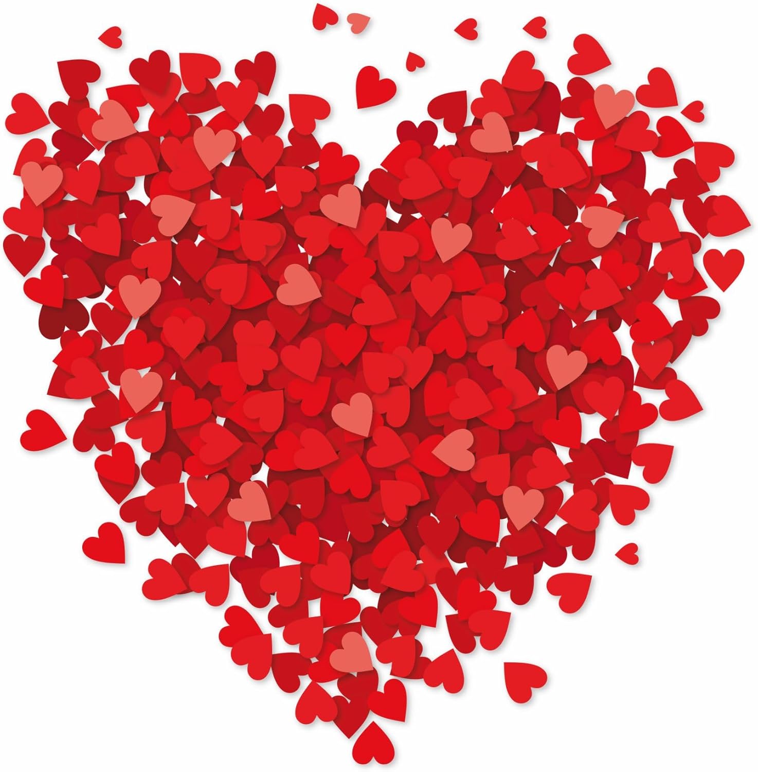 XL (47 Inch) Valentines Day Heart of Hearts Decal Decoration. Red Hues, Reusable, Double Sided, Window Cling for Glass. Made in America by Window Flakes.