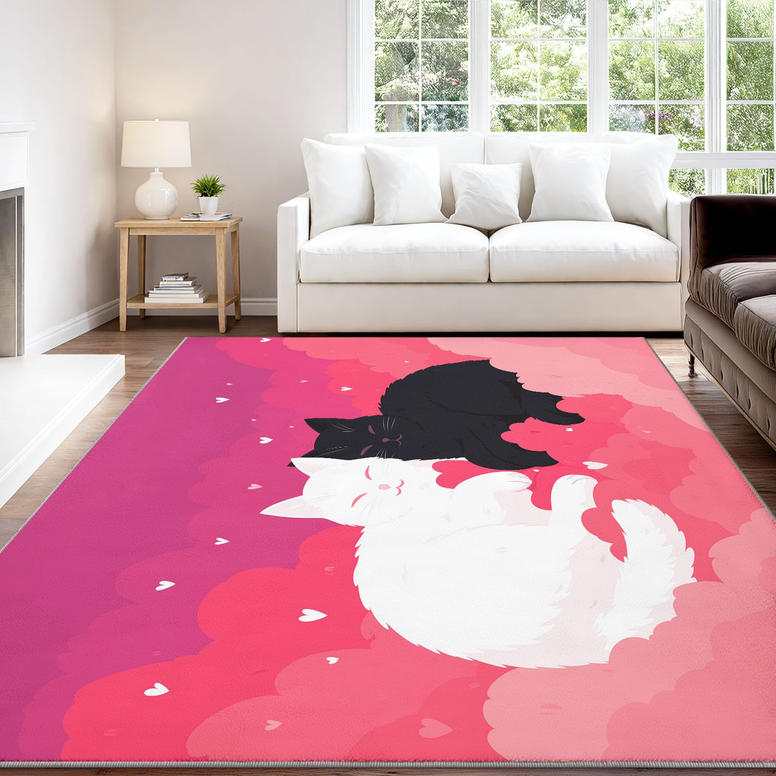 Tappeto romantico con motivo a nuvole, 80 x 150 cm, antiscivolo, lavabile, per soggiorno, camera da letto, stampato, per interni