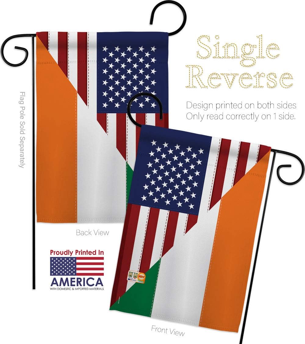 US Irish Friendship Garden Flag Set Wall Holder Regional USA American Alliance World Country Particular Area Small Decorative Gift Yard House Banner Made In 13 X 18.5