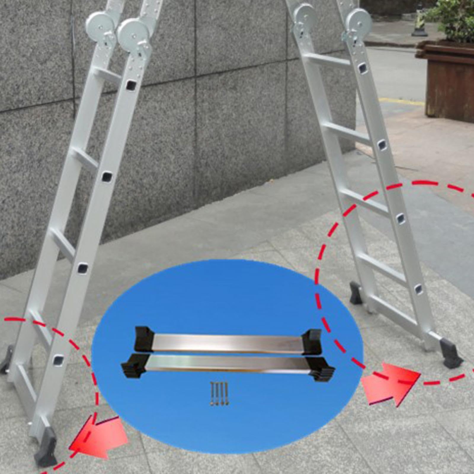 Barra Equili Universal para Escalera cóa aleación Aluminio Que Ofrece Estabilidad y Seguridad con Cubiertas para los pies Adecuada para el hogar Escalera cóa