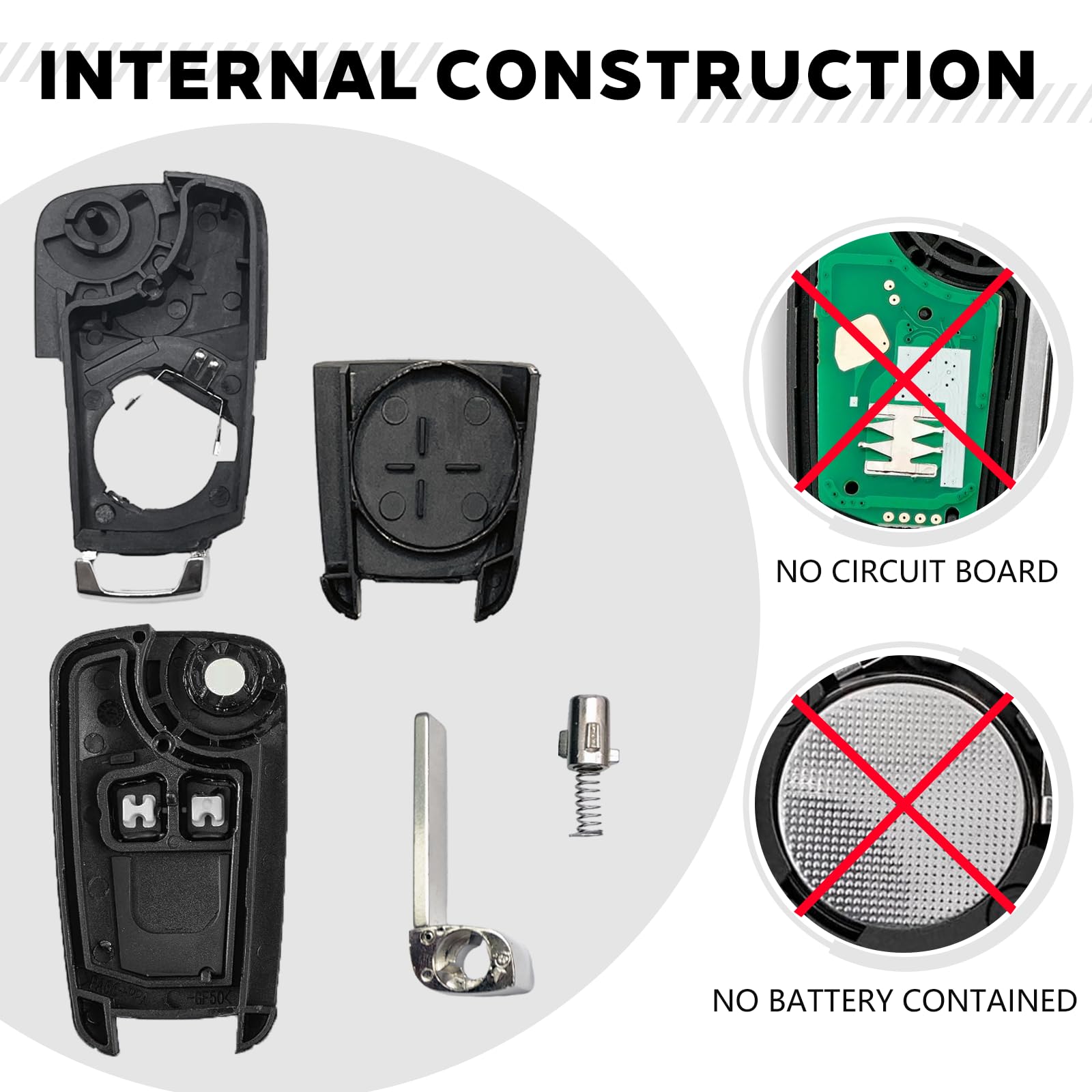 Guscio Sostitutivo Per Telecomando Auto 2 Pulsanti - Compatibile Con Opel E Chevrolet