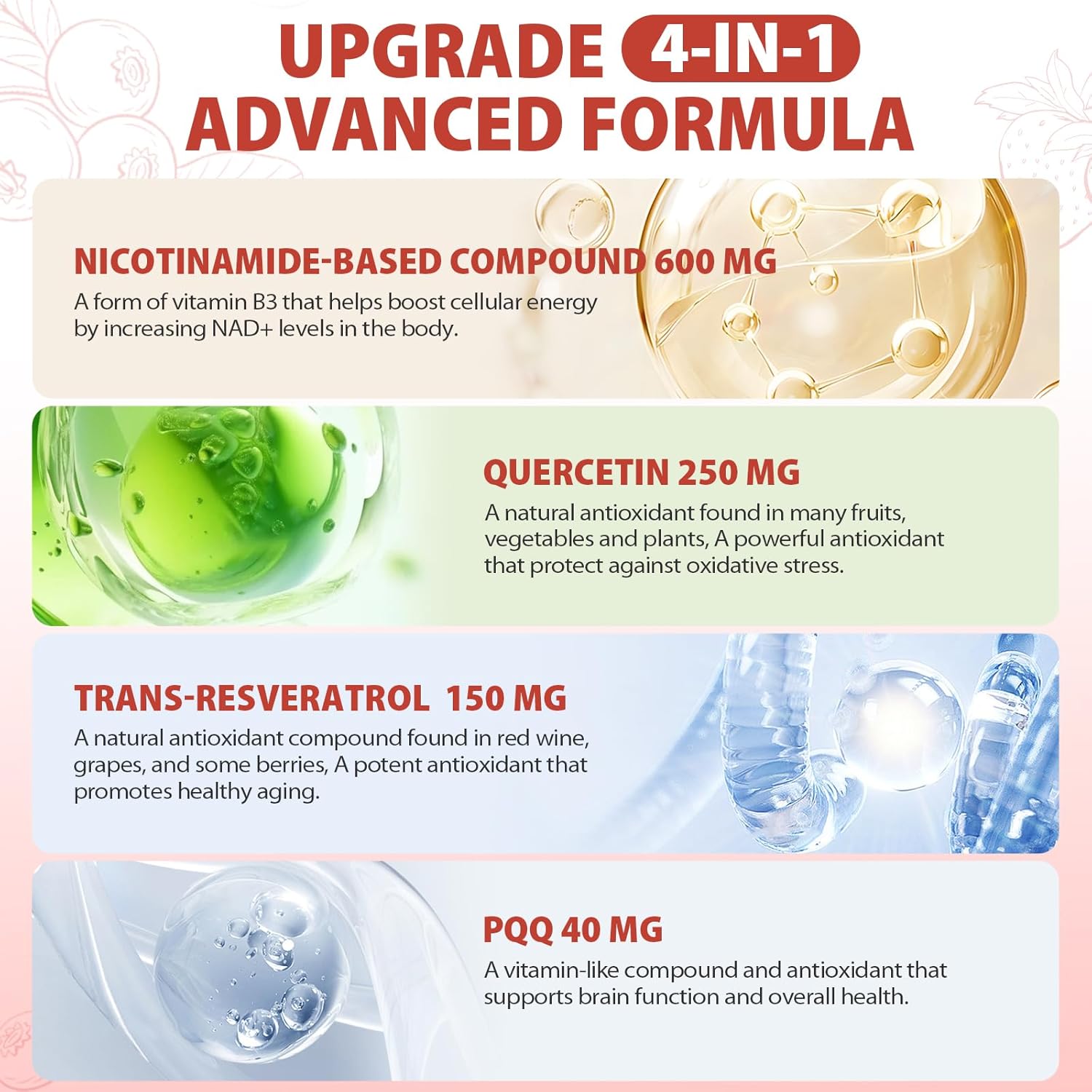 1000mg High-Potency NAD+ Liquid Supplement, Nicotinamide - Based Compound & Resveratrol with PQQ, Boosts Cellular Energy, Focus & Healthy Aging - 1 Pc