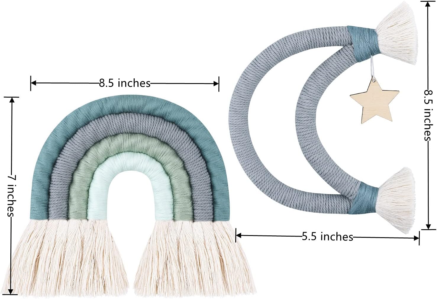 Rainbow Moon Wall Hanging, Handmade Macrame Rainbow Wall Art, Cotton, Nursery Kids Room Home Decor, Baby-related Occasions