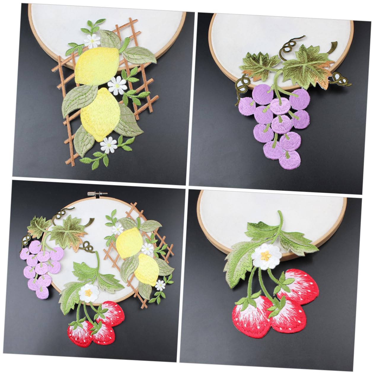 Housoutil 4 Set Toppe Ricamate Per Cucire Patches Per Riparazione Abbigliamento Frutta Fragola Per Giubbotti E Vestiti Facili Da Usare E Versatili 3 Pezzi*4