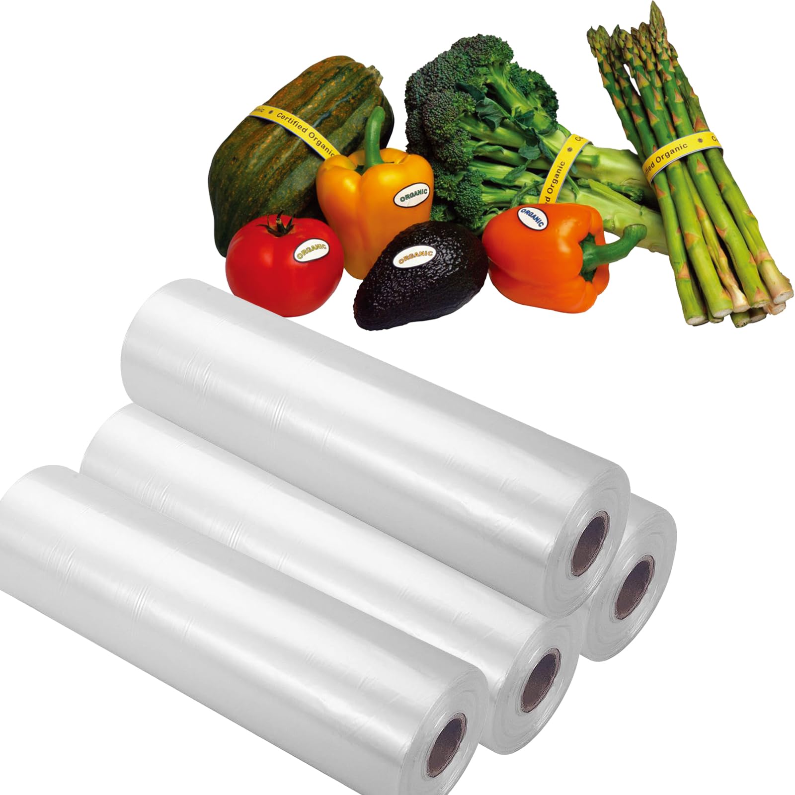 Bolsas de almacenamiento de alimentos, bolsa de plástico transparente de 12 x 16 pulgadas, bolsa de plástico transparente para alimentos, frutas, verduras, almacenamiento de refrigerador, cocina,