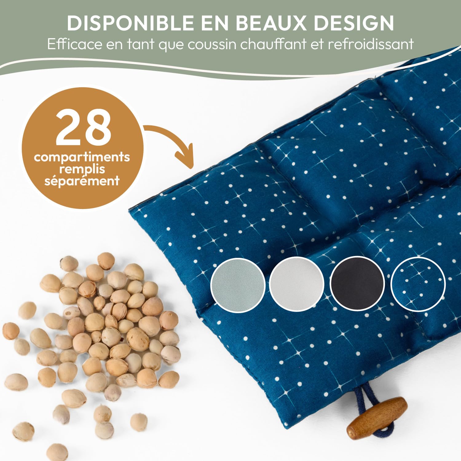 Blumtal Coussin Noyau de Cerise - Housse 100% Coton certifiée Oeko-TEX - Coussin avec noyaux de Cerises Chauffant - bouillotte Douleur adaptée au Micro-Onde - idéal pour cervicales et Nuque - Motif