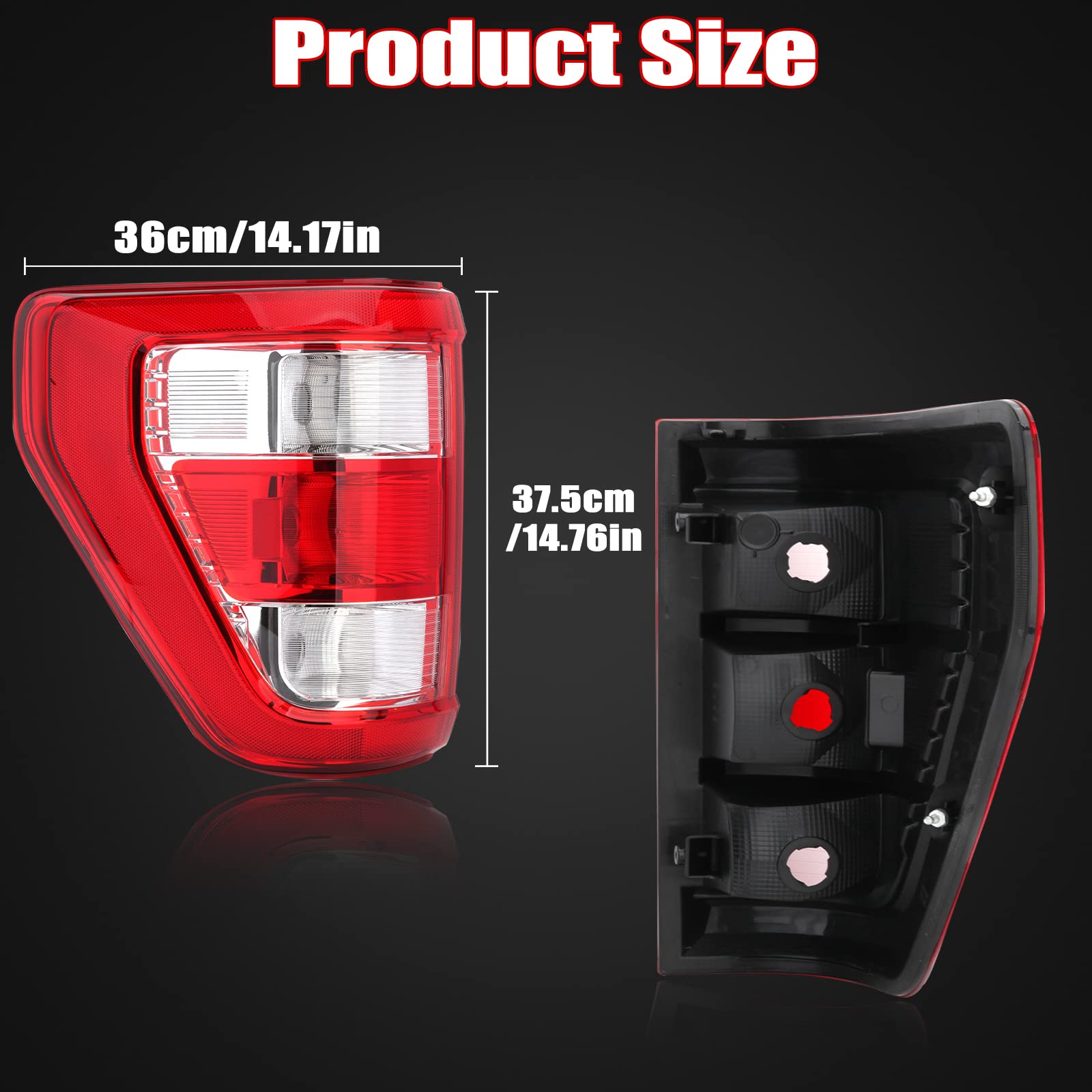 JSKAPA Rear Tail Light Compatible with Ford F-150 XL 2021 2022 Halogen Brake Lamp without Bulb Left Driver Side