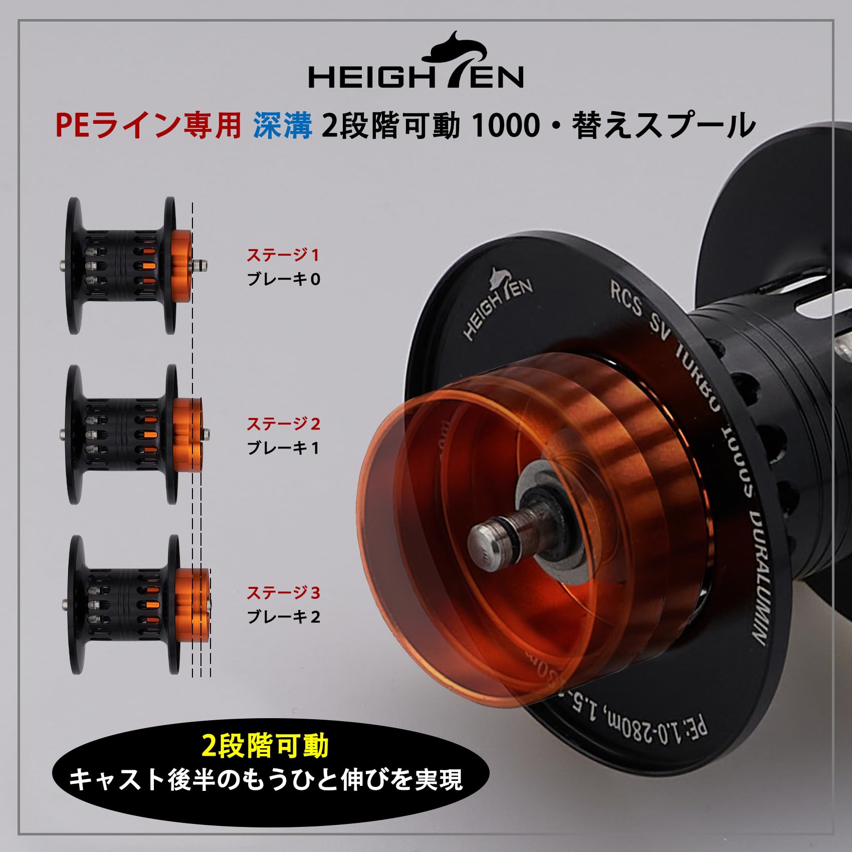 Amazon | HEIGHTEN リール スプール 深溝 PEライン専用 2段階