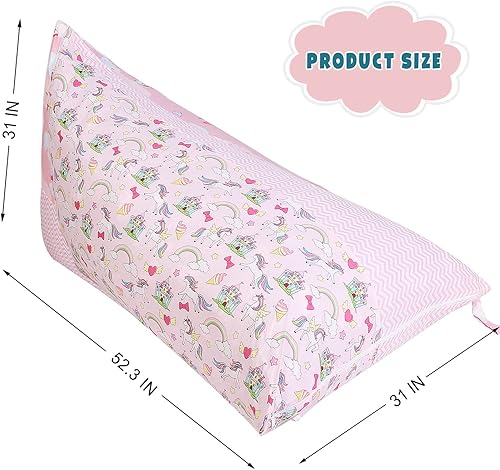 Miniatura 9 de LOLOMLO Funda para silla de puf de almacenamiento de animales de peluche, terciopelo rosa, organizador de asiento para niños, adolescentesadultos,