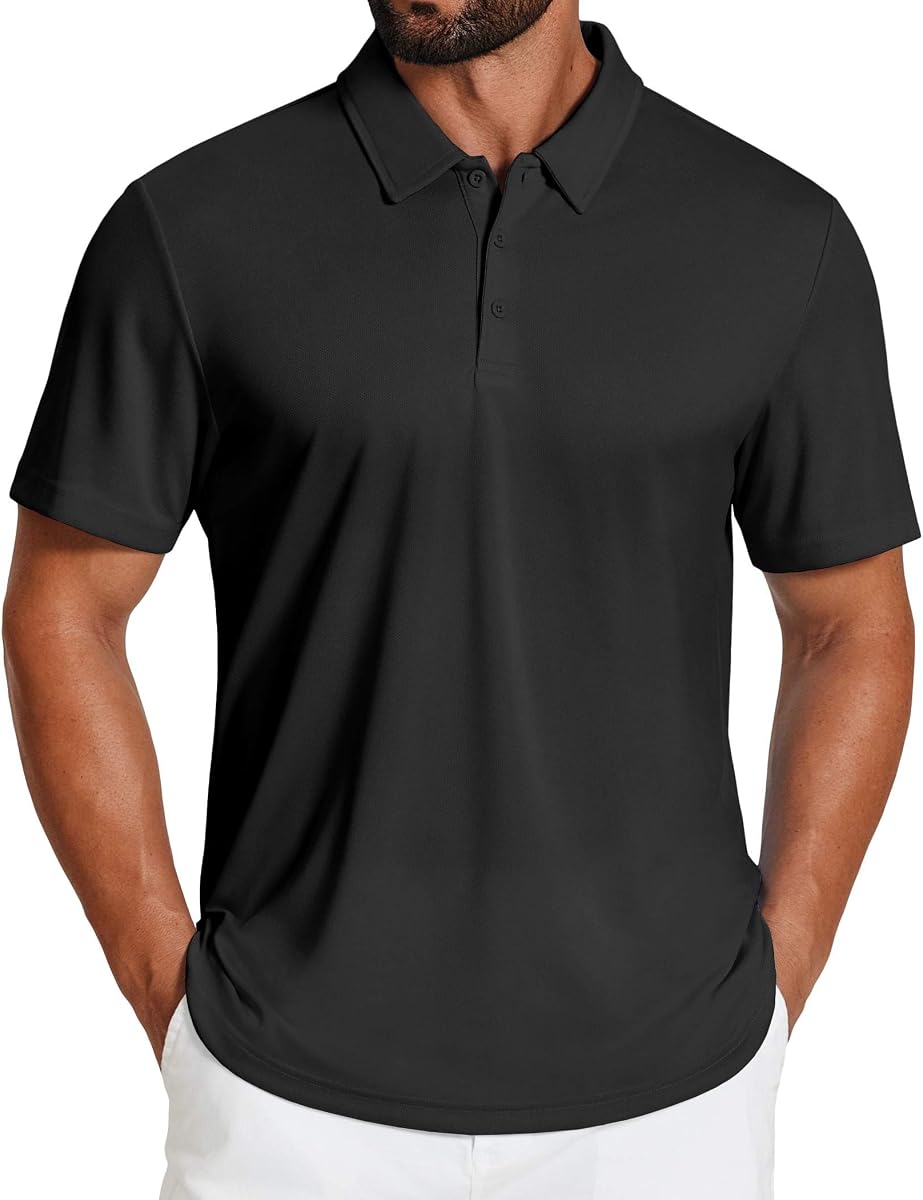 Polo de golf para hombre Camisa de golf con cuello de rendimiento de secado rápido que absorbe la humedad de manga corta para hombres