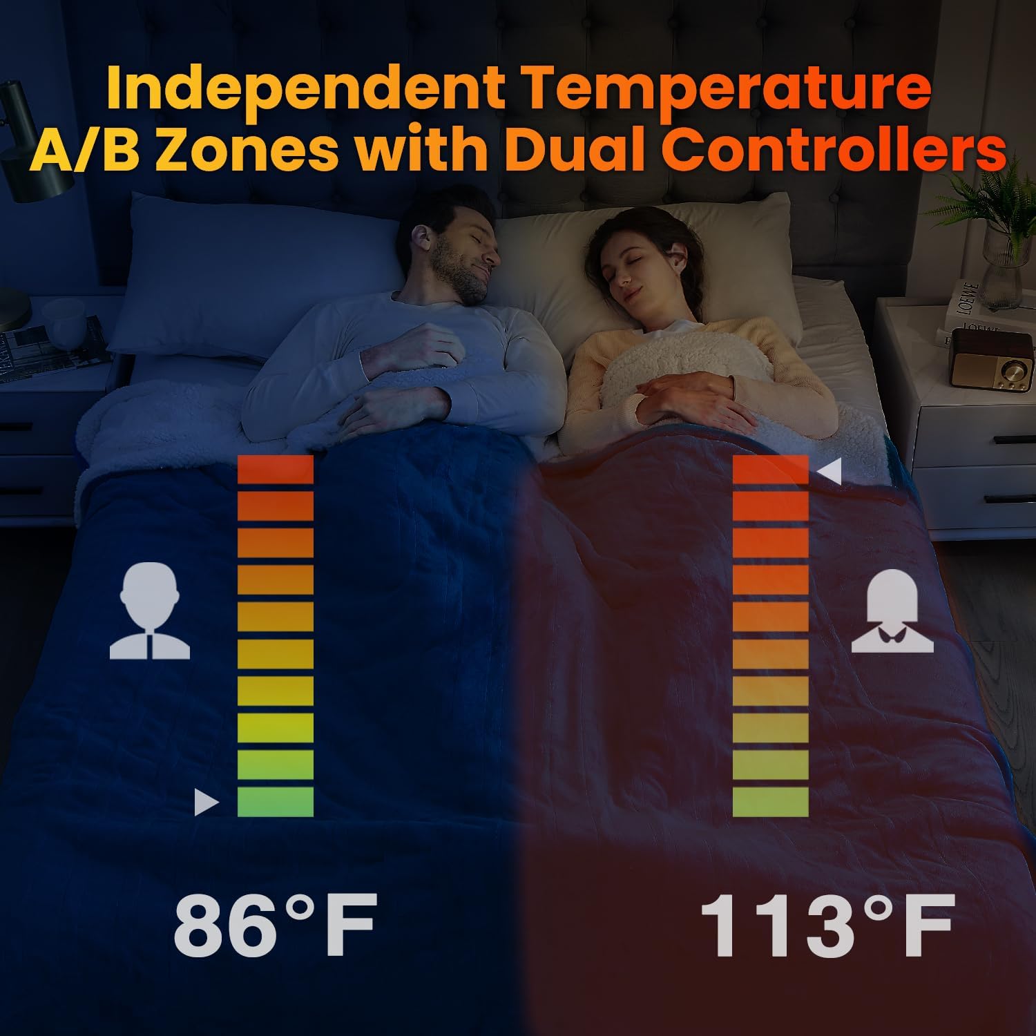 WOOMER Electric Heated Blanket Queen Size, Soft Flannel Fast Heating Blanket with Multi-Color Option, 84"x 90", 10 Heating Levels & 0.5-12H Auto Off, Over-Heat Protection - Image 4