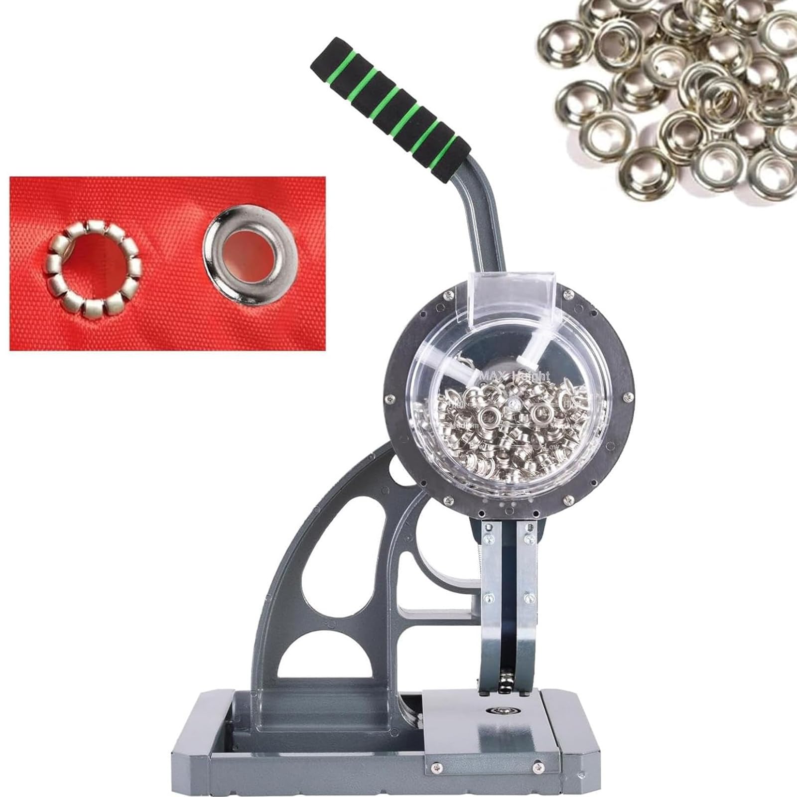 Máquina Ojales semiautomática, máquina Ojales Prensa Manual Alta Resistencia, Herramienta alimentación Ojales Perforadora, 5,5-12 mm Opcional, para pancartas, toldos y Carteles 6mm