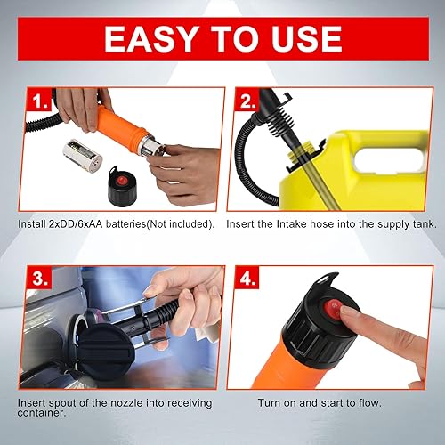 Miniatura 17 de Bomba de transferencia de combustible portátil con boquilla de control de flujo de manguera extra larga gruesa bomba automática de líquido