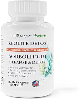 SORBOLIT Colon Cleanse Formula + Debloat - Zeolite Detox, Chlorella, Activated Charcoal & Psyllium Husk Fiber for Gut Health, Gut Cleanse, Colon Detox & Digestive Balance – 120 Vegan Capsules