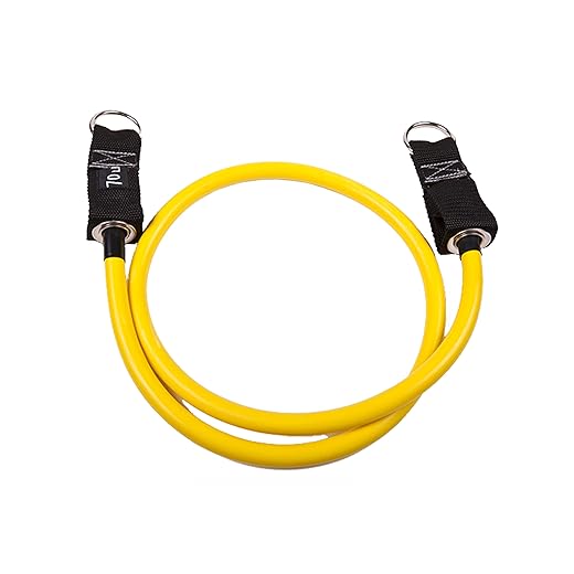 GoFit Power Tubes – Latex Rubber Resistance Band Tubes for Home Fitness and Strength Training - 70 pounds, Yellow, GF-ST70