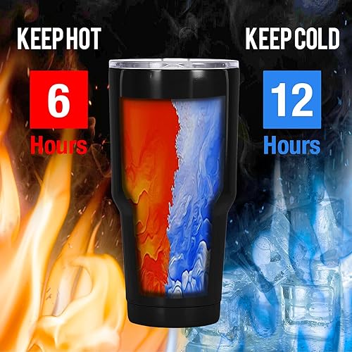 Miniatura 5 de Muka Vaso de acero inoxidable de 30 onzas con tapa resistente, taza de viaje aislada de doble pared, color azul rey